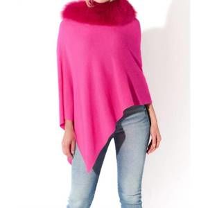 NEW OOLALA cashmere asymmetrical poncho in hot pink